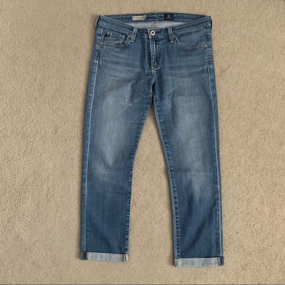 AG The Stevie Roll Up Slim Straight Stretch Crop in Light Medium Blue Wash - Picture 2 of 9